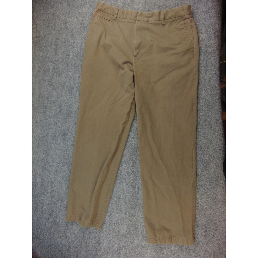 Dockers Pants Mens 36x34 Flat Front Relaxed Fit‎ Brown Solid Chino Workwear